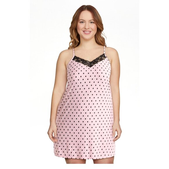 NWT Women’s Polka Dot Chemise Nightgown Size 2X (18W-20W)– Lace Trim Sleepwear - Picture 1 of 4